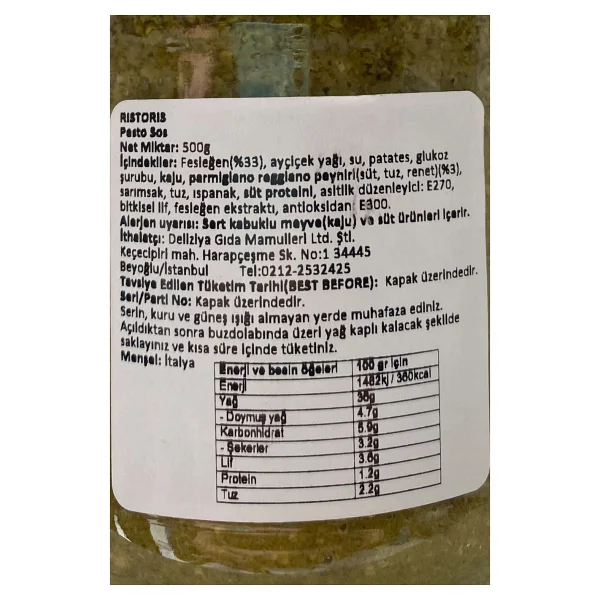 Ristoris Parmesanlı Pesto Sos 500 Gr - Görsel 3