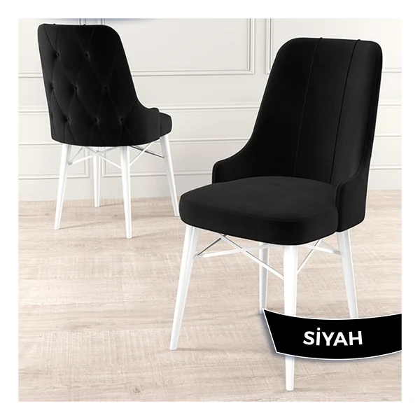 Canisa Concept Araz Serisi Babyface Ithal Kumaş Sandalye Beyaz Gürgen Ayak - Gri - Görsel 6