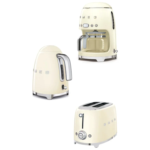 smeg 50's Style Krem Renkli Kettle, Ekmek Kızartma Makinesi ve Filtre Kahve Makinesi Seti - Görsel 6