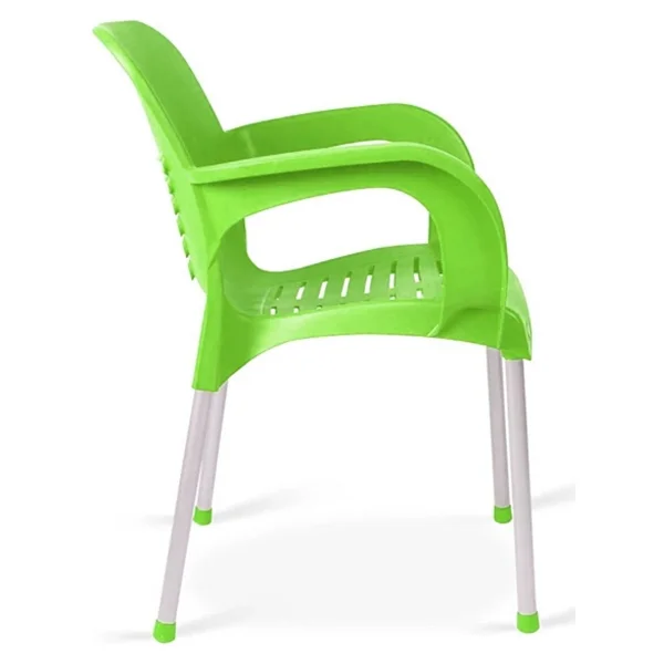 Almina Plastik Sandalye Metal Ayaklı Bahçe Balkon ve Teras Sandalyesi 6 Adet - Yeşil - Görsel 3