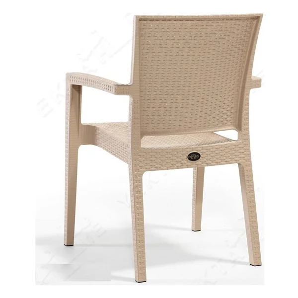 Almina Rattan Sandalye Kollu Koltuk 6 Kişilik Bahçe Balkon Teras Sandalyesi - Kapuçino - Görsel 4