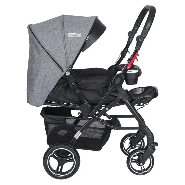 Tommybaby Tornado Plus Black Çift Yönlü Bebek Arabası Gri - Görsel 3
