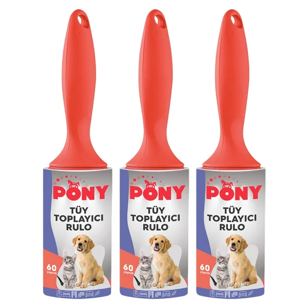 Pony Tüy Toplayıcı Rulo 3 Lü Set Kedi Köpek - Görsel 3