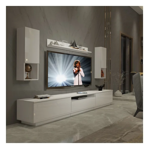 Decoraktiv Trendstyle 270das Slm Tv Ünitesi Tv Sehpası Parlak Beyaz - Görsel 8