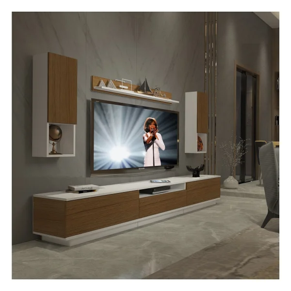 Decoraktiv Trendstyle 270das Slm Tv Ünitesi Tv Sehpası Parlak Beyaz - Görsel 9