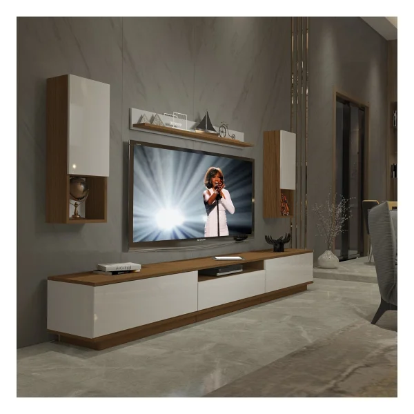Decoraktiv Trendstyle 270das Slm Tv Ünitesi Tv Sehpası Parlak Beyaz - Görsel 5