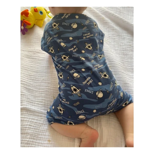 Mama Yoyo Uzay Temalı Kısa Kollu Pijama Tulum - Görsel 3