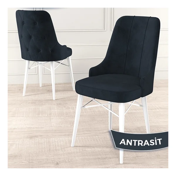 Canisa Concept Araz Serisi Babyface Ithal Kumaş Sandalye Beyaz Gürgen Ayak - Gri - Görsel 10