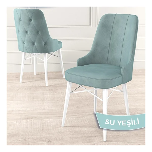 Canisa Concept Araz Serisi Babyface Ithal Kumaş Sandalye Beyaz Gürgen Ayak - Gri - Görsel 9