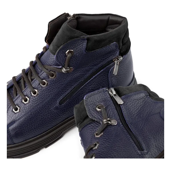 Ducavelli Ankle Hakiki Deri Bağcıklı Kauçuk Taban Erkek Bot, Fermuarlı Bot - Lacivert - 41 - Görsel 3