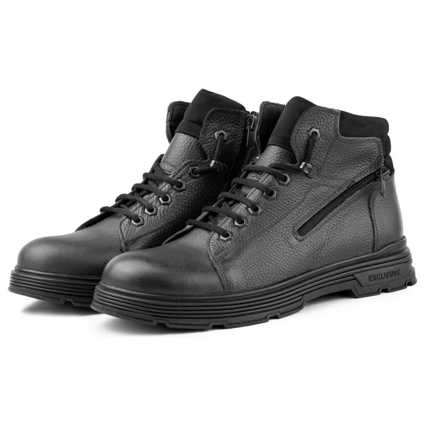 Ducavelli Ankle Hakiki Deri Bağcıklı Kauçuk Taban Erkek Bot, Fermuarlı Bot - Lacivert - 41 - Görsel 8