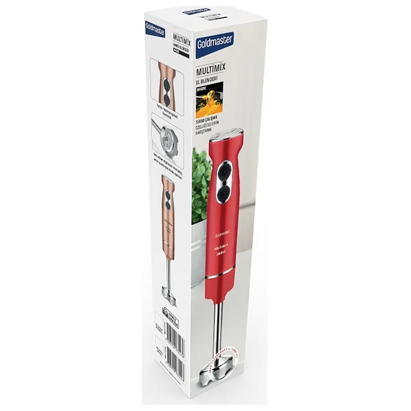 Goldmaster Multimix Kırmızı 1000 W El Blender - Görsel 4