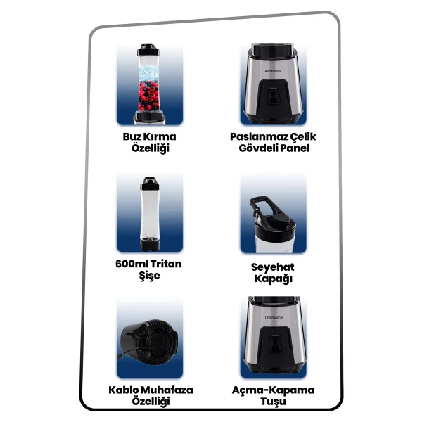 Goldmaster GM-7259 Mix Up 250 W Kişisel Smoothie Blender - Görsel 2