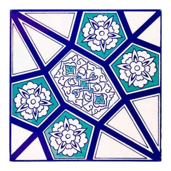 Armada Çini 20x20 Cm AC 3 A Geometrik Mavi Beyaz Desen Çini Karo - Görsel 3