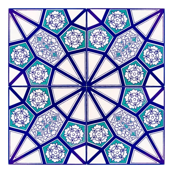 Armada Çini 20x20 Cm AC 3 A Geometrik Mavi Beyaz Desen Çini Karo - Görsel 2