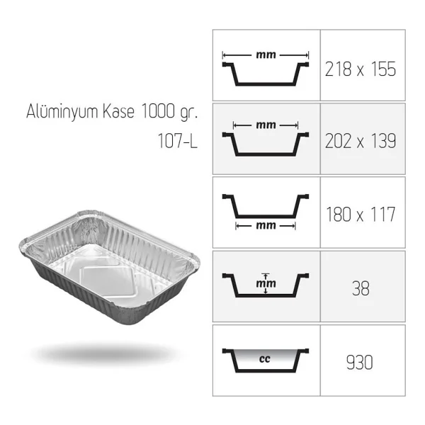 Alüminyum Kase 1000 gr. - 100'lü - Görsel 2