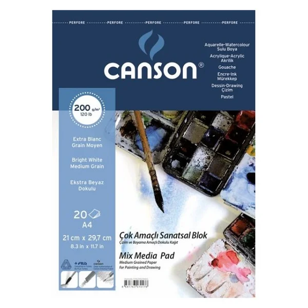 Canson Finface Çok Amaçlı Defter 200 Gr. Spiralli A4 20 Sayfa - Görsel 2