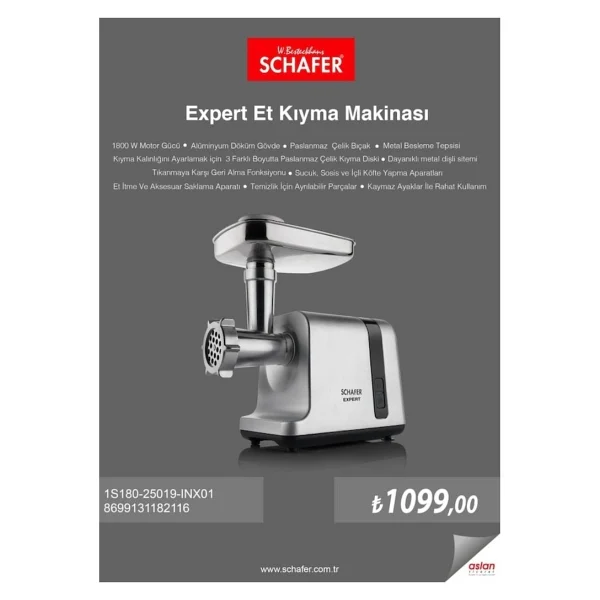 Schafer Expert 1800 W Kıyma Makinesi - Görsel 2