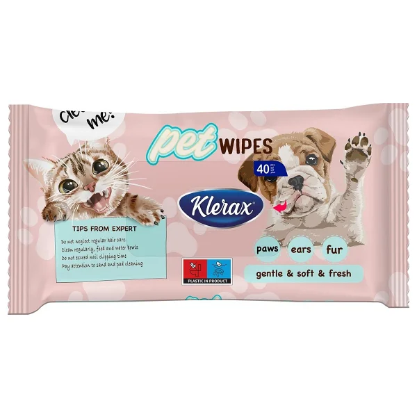 Klerax Pet Wipes Evcil Hayvanlar için Temizlik Mendili 40 Yaprak - Görsel 6