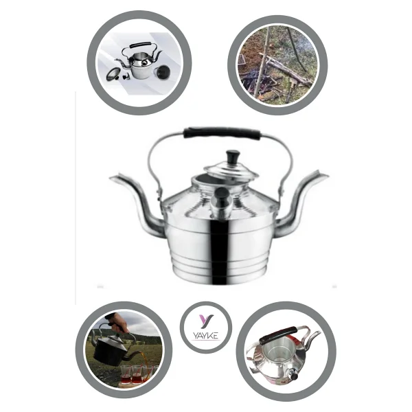 Yayke 3 Litre Çift Emzikli, Çift Taraflı Alüminyum Çaydanlık Avcı, Kamp, Piknikçi Çaydanlığı (NO 22) - Görsel 3