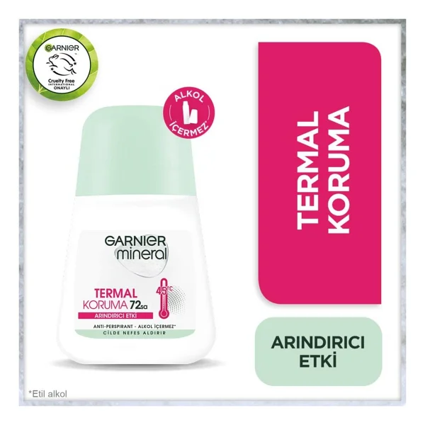 Garnier Mineral Roll-On Deodorant - 72 Saat Etkili, Ferah Koku ve Termal Koruma, Kadınlar için Pudrasız, 50 ml (Tekli) - Görsel 7
