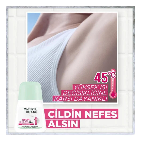Garnier Mineral Roll-On Deodorant - 72 Saat Etkili, Ferah Koku ve Termal Koruma, Kadınlar için Pudrasız, 50 ml (Tekli) - Görsel 2