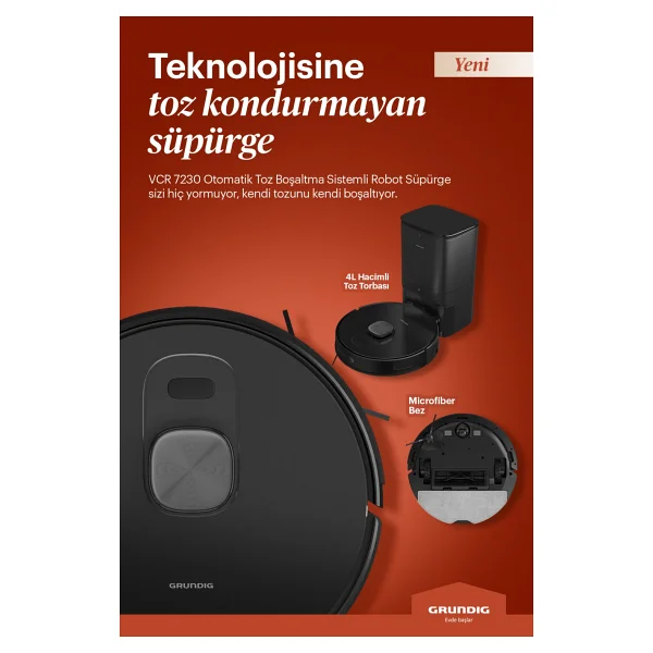 Grundig VCR 7230 Çöp İstasyonlu Akıllı Robot Süpürge - Görsel 5