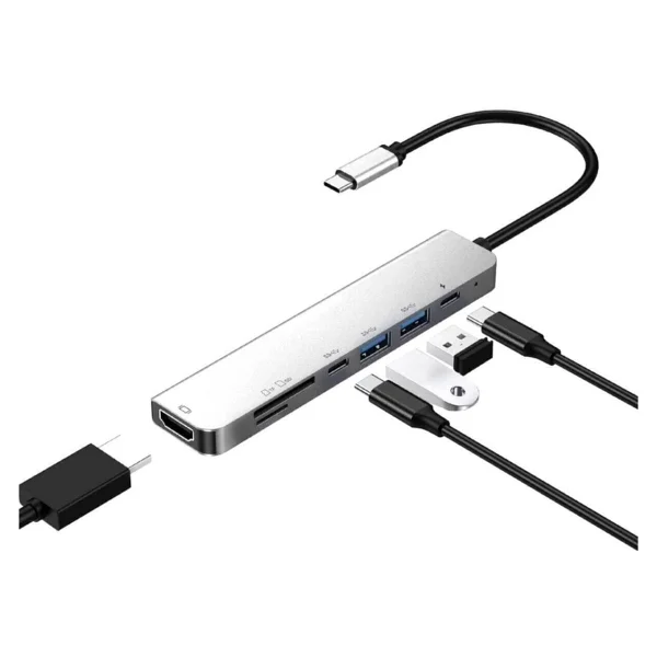 Bonjux 7 In 1 Sd USB Type-C Hub Hdmı Girişli Macbook Çevirici Çoklayıcı 7in1 - Görsel 3