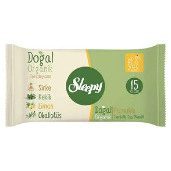 Sleepy Doğal Organik Pamuklu 15 Yaprak 3'lü Paket Islak Cep Mendili - Görsel 2