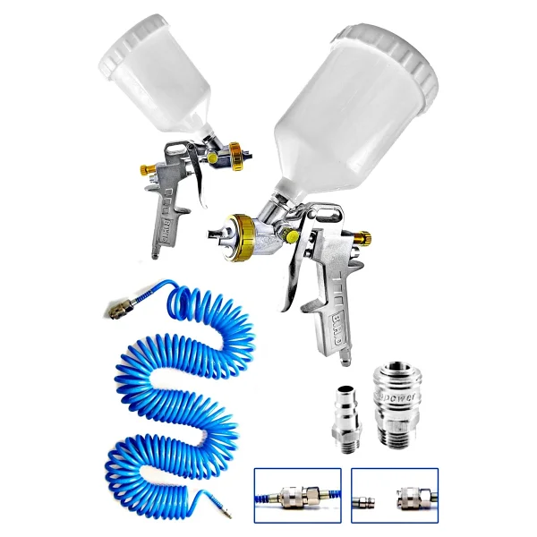 PROXTECH Havalı Üstten Depo 1,3mm Boya Tabancası, Spiral Hava Hortumu15 Mt Hava Jakı Takım Set - Görsel 7