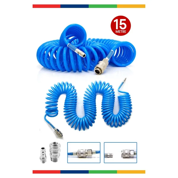 PROXTECH Havalı Üstten Depo 1,3mm Boya Tabancası, Spiral Hava Hortumu15 Mt Hava Jakı Takım Set - Görsel 2