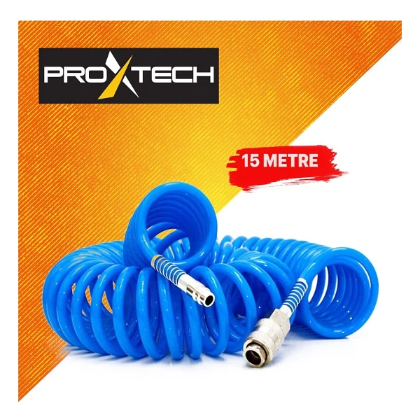 PROXTECH Havalı Üstten Depo 1,3mm Boya Tabancası, Spiral Hava Hortumu15 Mt Hava Jakı Takım Set - Görsel 5