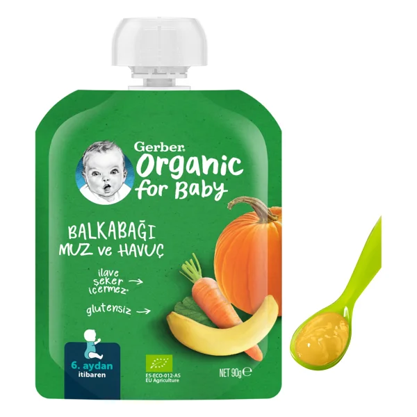 Gerber Organik Balkabağı, Muz ve Havuçlu Püresi 90 gr - Görsel 7