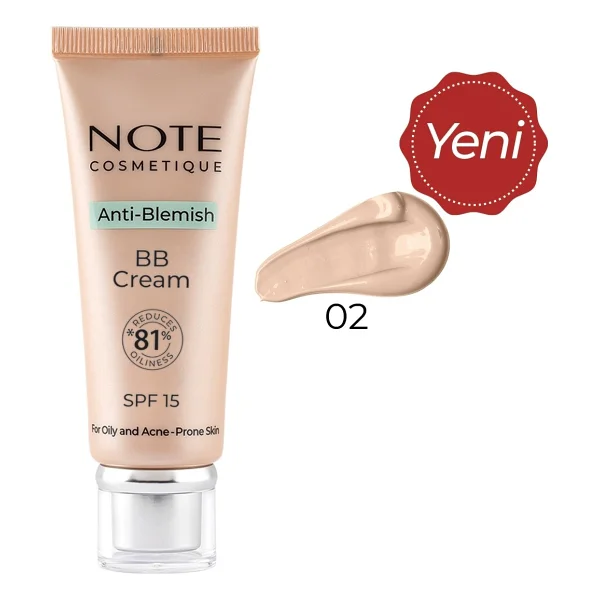 Note Anti-Blemish Akneye Yatkın Ciltler 02 Light SPF 15 30 ml BB Krem - Görsel 6