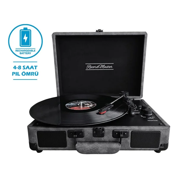 Record Master ST14012 Gri Çantalı Retro Pikap - Görsel 3