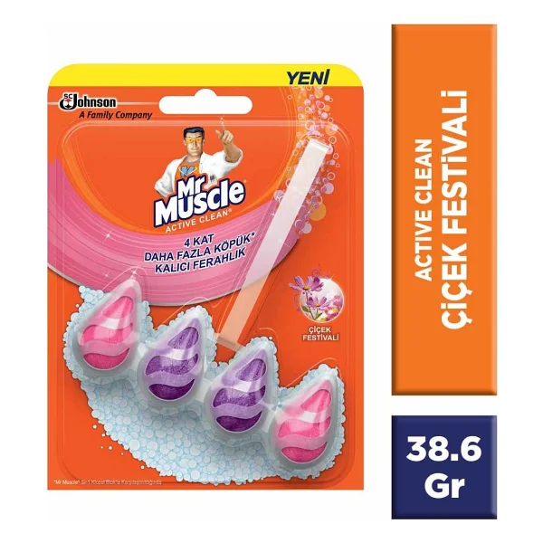 Mr. Muscle Klozet Blok Çiçek Festivali Active Clean Tuvalet Temizleyici - Görsel 3
