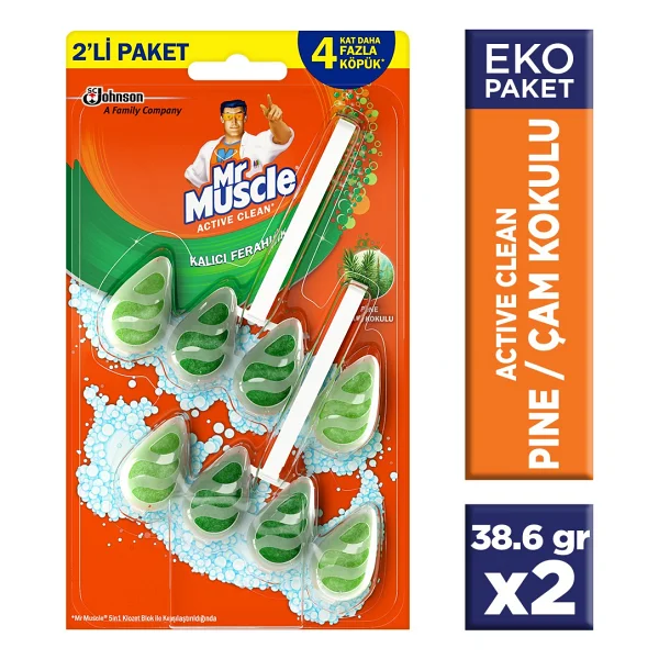 Mr. Muscle Klozet Blok Çam Kokulu Active Clean 2'li Koku Giderici - Görsel 3