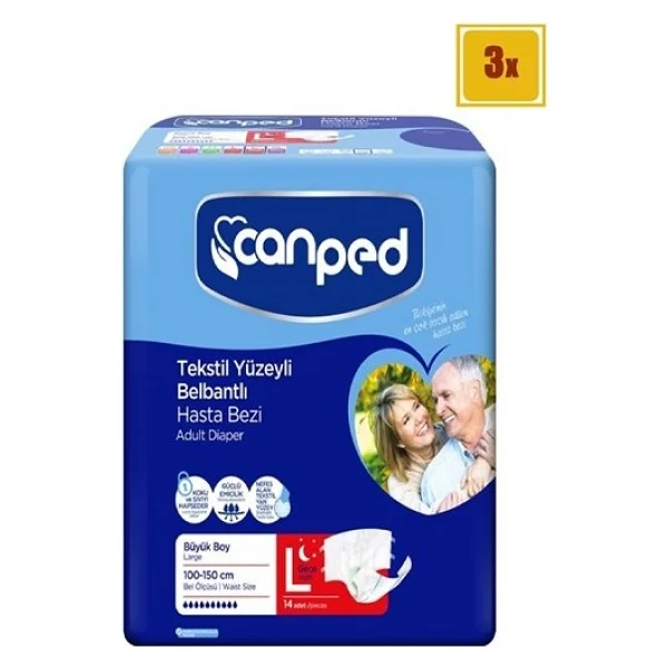 Canped Tekstil Yüzeyli Belbantlı Gece Büyük Boy L 14'lü 3 Adet Hasta Bezi - Görsel 2