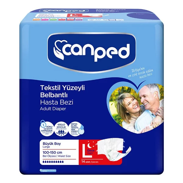 Canped Tekstil Yüzeyli Belbantlı Gece Büyük Boy L 14'lü 3 Adet Hasta Bezi - Görsel 3