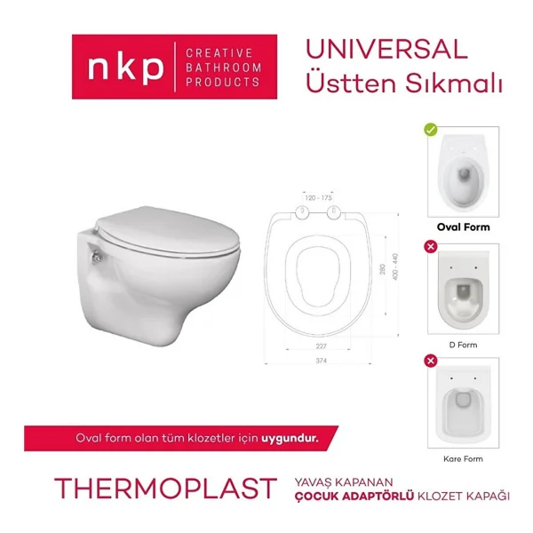 NKP Üniversal Çocuk Adaptörlü Yavaş Kapanan Klozet Kapağı NKP0340 - Görsel 3