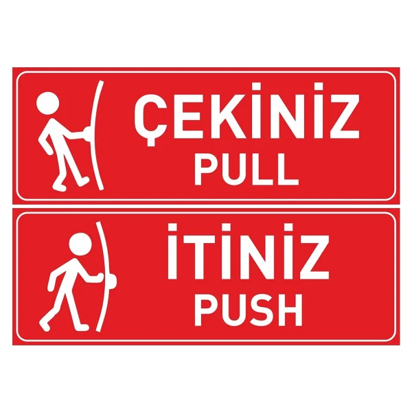 hepenuygun Itiniz Çekiniz Kapı Etiketi Sticker 10X30 - Kırmızı - Görsel 2