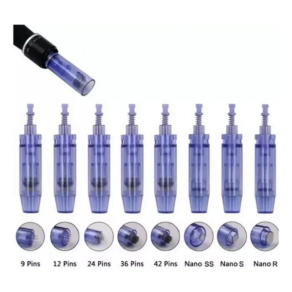 5ADET 12 Pin Dermapen Iğne Kartuşu Mavi Soketli - Görsel 4