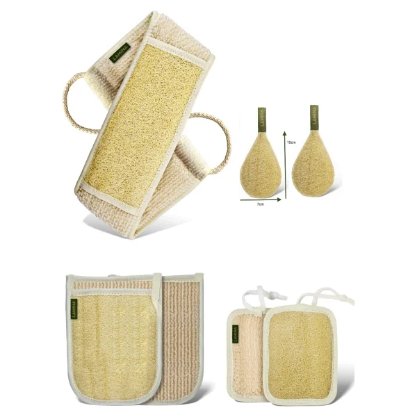 Lamina Doğal Kabak Lifi Banyo ve Hamam Kesesi 5 Parça Set Çift Taraflı Peeling Özellikli - Görsel 8