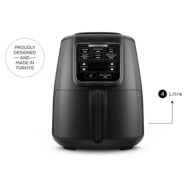 Karaca Air Pro Cook Köz XL Airfryer 4 lt Yağsız Black Shine Fritöz - Görsel 4