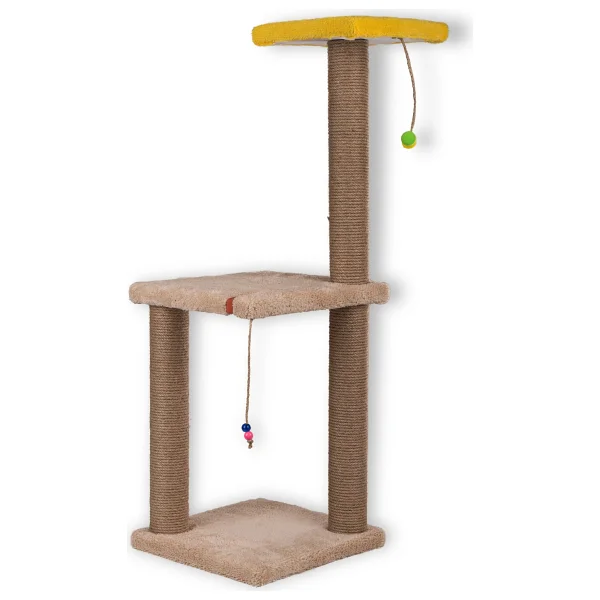 Pugalo 82 cm Catnipli İki Katlı Kedi Tırmalama Tahtası - Krem - Görsel 2