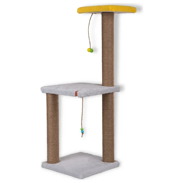 Pugalo 82 cm Catnipli İki Katlı Kedi Tırmalama Tahtası - Krem - Görsel 3