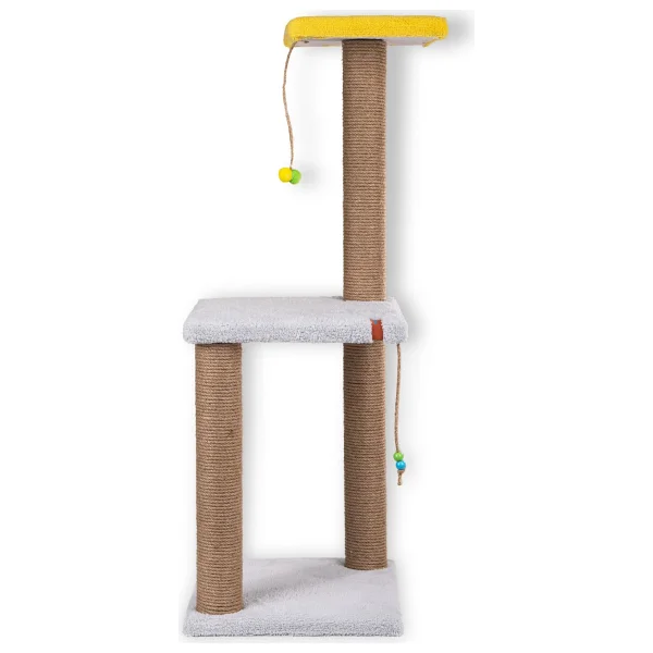 Pugalo 82 cm Catnipli İki Katlı Kedi Tırmalama Tahtası - Krem - Görsel 4