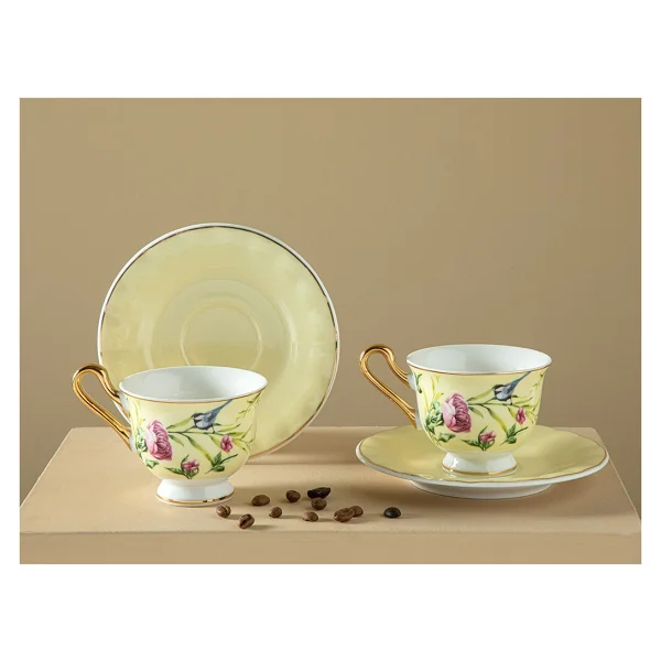 English Home Vanilla New Bone China Açık Sarı 2 Kişilik Kahve Fincan Takımı - Görsel 2