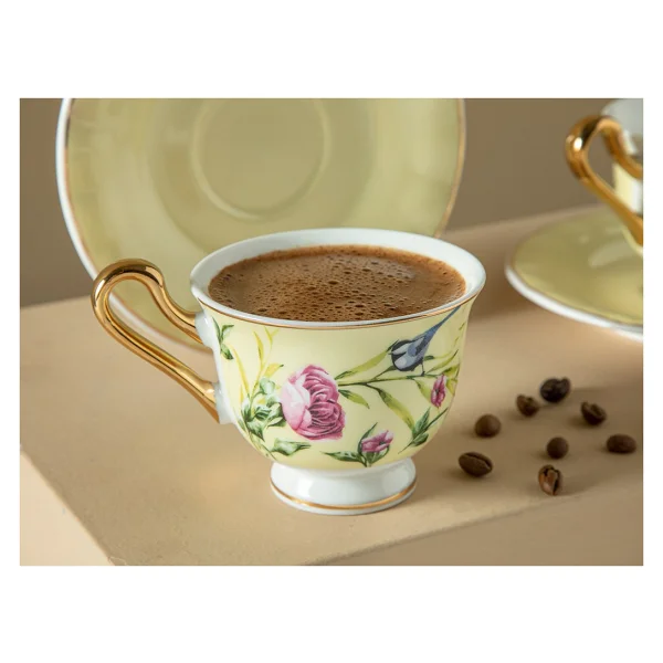 English Home Vanilla New Bone China Açık Sarı 2 Kişilik Kahve Fincan Takımı - Görsel 3