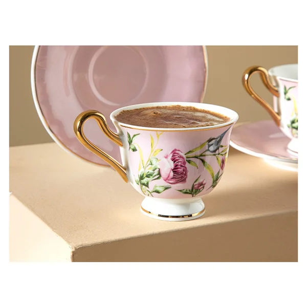 English Home Vanilla New Bone China Açık Pembe 2 Kişilik Kahve Fincan Takımı - Görsel 3
